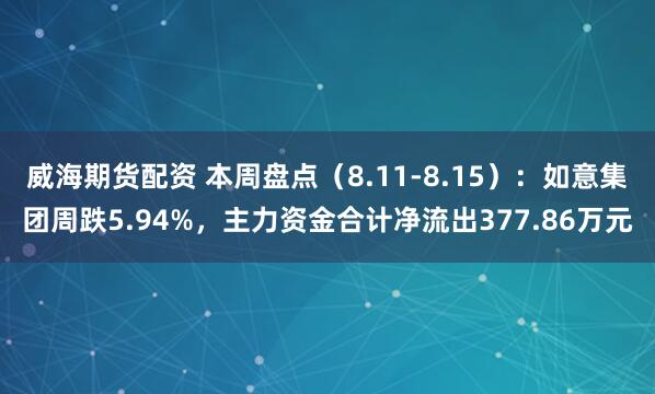 威海期货配资 本周盘点（8.11-8.15）：如意集团周跌5.94%，主力资金合计净流出377.86万元